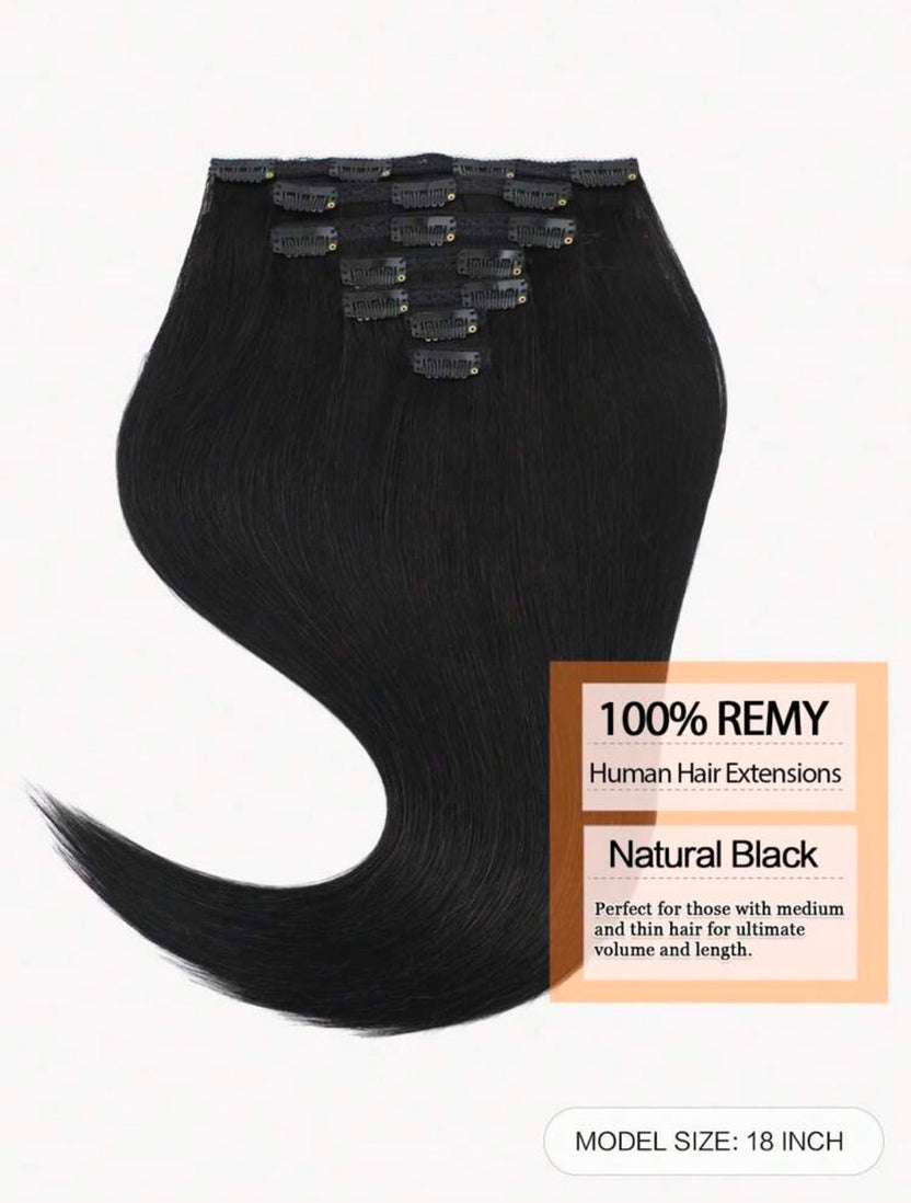 7pcs Clip in Straight Natural Hair Extensions