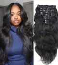 10pcs Natural Wave Black Clip in Hair Extensions